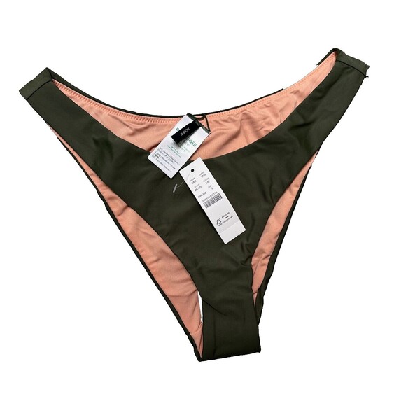 J Crew Bikini Bottom Womens Small Olive Green Cheeky Swimsuit Beachy Curved - Picture 1 of 5